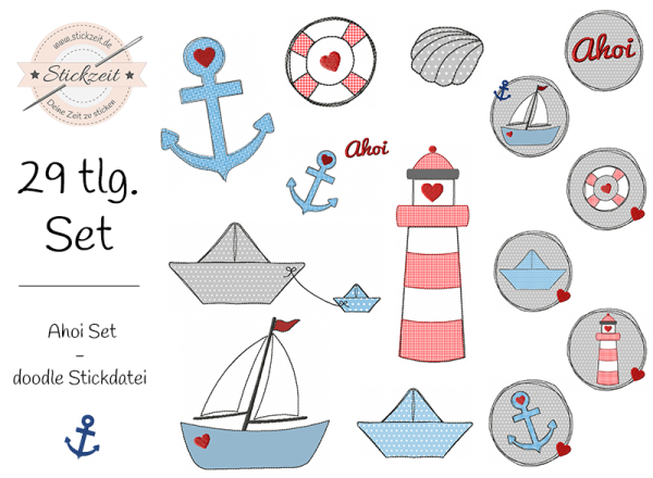 Ahoi Set - doodle Stickdatei